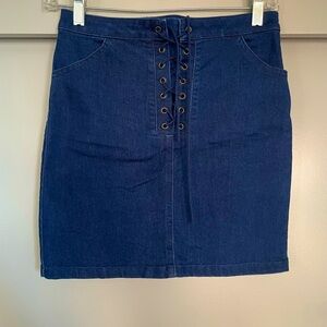 Denim Lace-Up Mini Skirt by Forever 21 (Size Small)